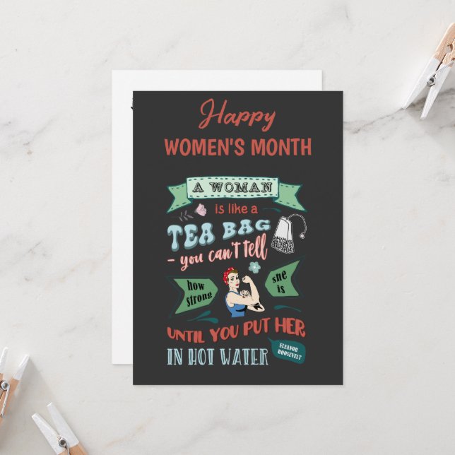 A woman is like a tea bag custom greeting card (Front/Back In Situ)