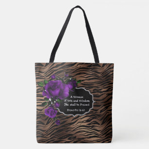 A Woman of Wit and Wisdom Tiger Print Tote Bag