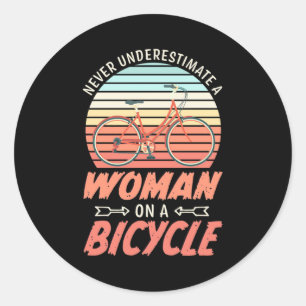 A Woman On A Bicycle Classic Round Sticker