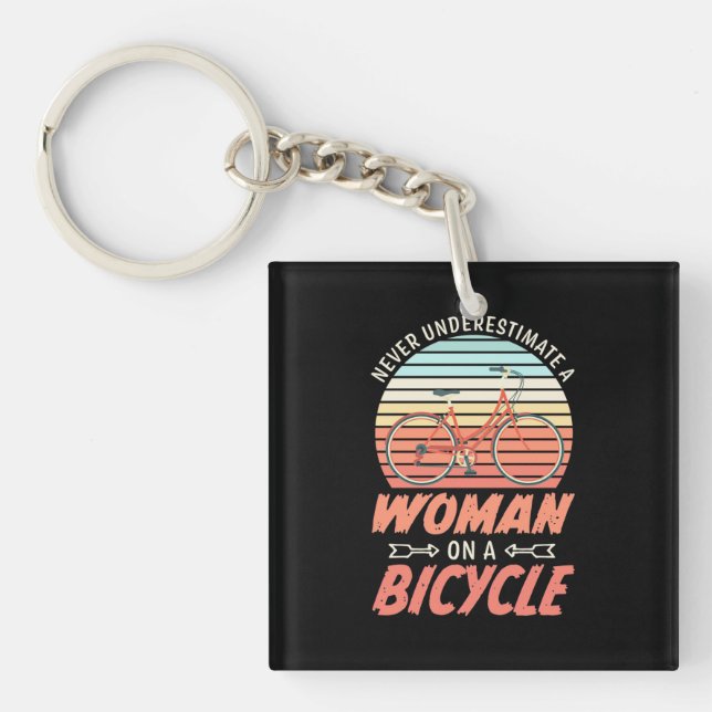 A Woman On A Bicycle Key Ring (Front)