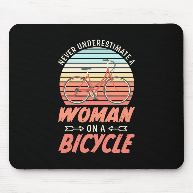 A Woman On A Bicycle Mouse Mat (Front)