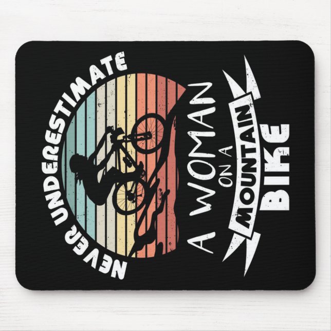 A Woman on a Mountain Bike | Cute Birthday Gift Mouse Mat (Front)