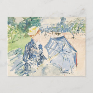 A Woman Seated at a Bench   Berthe Morisot Postcard