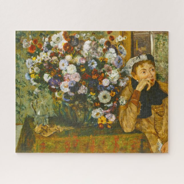 A Woman Seated Beside a Vase of Flowers Degas 1865 Jigsaw Puzzle (Horizontal)