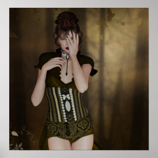 A Woman Waiting: Digital Portrait Gothic Art Poster