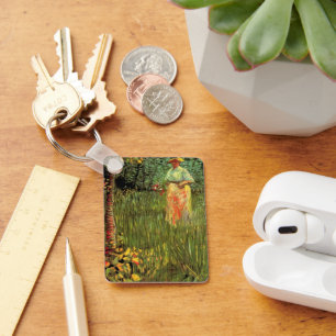 A Woman Walking in a Garden by Vincent van Gogh Key Ring