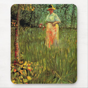 A Woman Walking in a Garden by Vincent van Gogh Mouse Mat