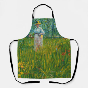 A Woman Walking in a Garden - Vincent van Gogh Apron