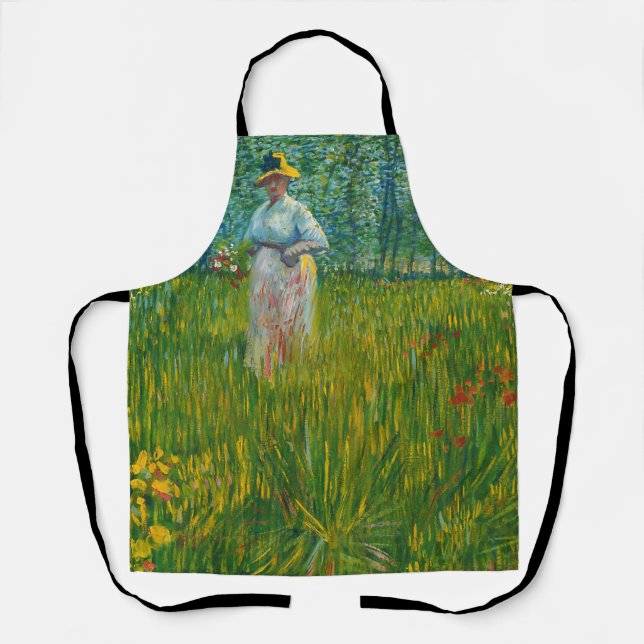 A Woman Walking in a Garden - Vincent van Gogh Apron (Front)