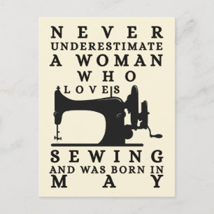 A Woman Who Loves Sewing And Was Born In May Postcard