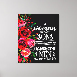 A woman With All Sons Gift, Mother's Day Gift Idea Canvas Print