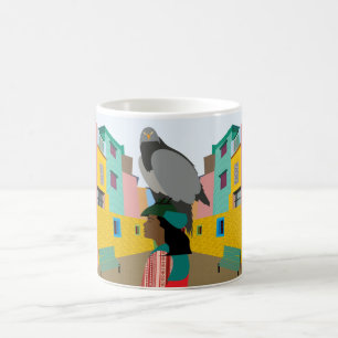 A woman with an eagle on her head coffee mug