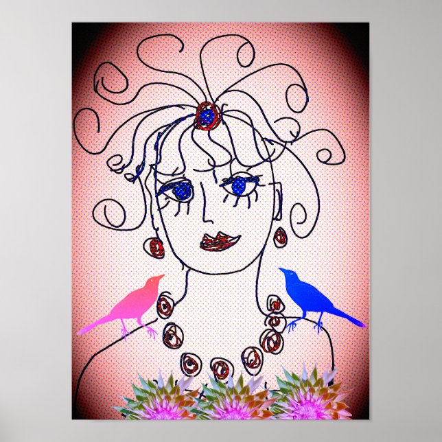 A woman with birds poster (Front)