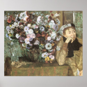 A Woman With Chrysanthemums by Edgar Degas Poster