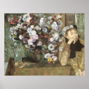 A Woman With Chrysanthemums by Edgar Degas Poster
