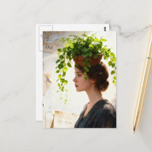 A Woman with  Houseplant on her Head Postcard