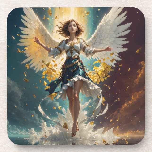 a woman with wings rising up in the air coaster (Front)