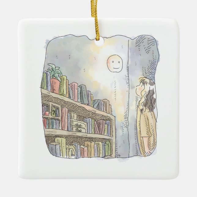 a woman's illustration of a dimly lit object in a  ceramic ornament (Front)