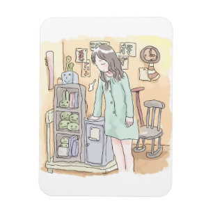 a woman's illustration of a woman holding her hand magnet
