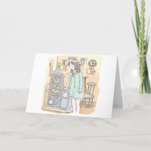a woman's illustration of a woman who sighs in a p thank you card