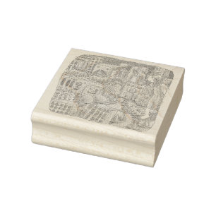 A woman's illustration with a lot of small machine rubber stamp