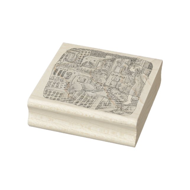 A woman's illustration with a lot of small machine rubber stamp (Stamp)