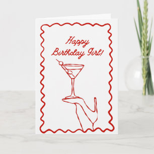 A women balancing a martini glass card