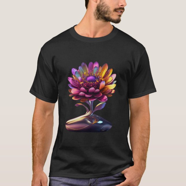 A Wonderful Flower - Artistic Floral Basic Dark T- T-Shirt (Front)