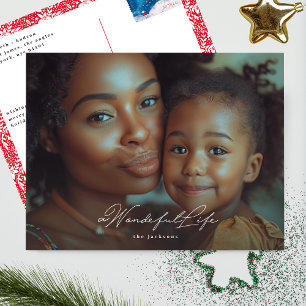 a Wonderful Life Simply Elegant Photo Christmas Holiday Postcard