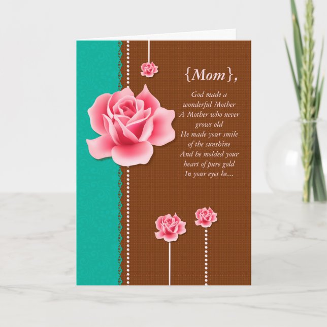 A Wonderful Mother Elegant Mother's Day Card (Front)