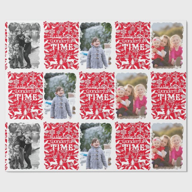 A Wonderful Time of the Year Christmas Photo Wrapping Paper (Flat)