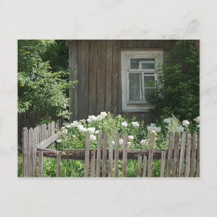 A wooden hut postcard