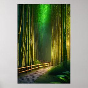 A Wooden Path Through the Lush Forest Poster