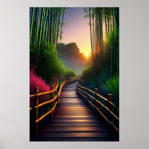 A Wooden Path Towards the Charming Sunset Poster