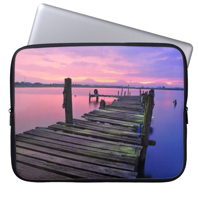 A wooden pier laptop sleeve (Front)