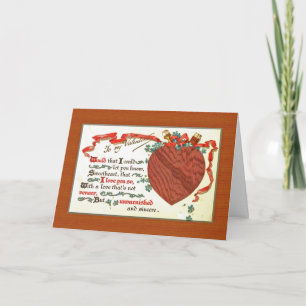 a woodworker carpenter Valentine with wooden heart Holiday Card