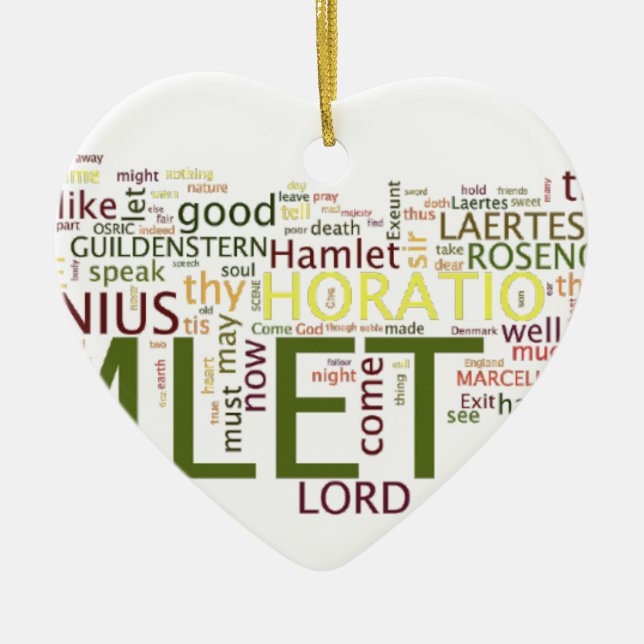 A wordle made for the text of Shakespeare's Hamlet Ceramic Tree Decoration (Front)