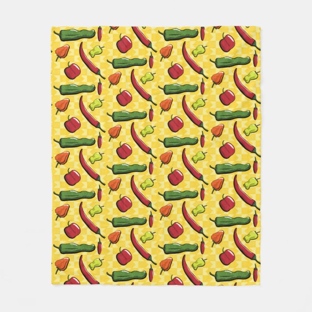 A World of Chilli Peppers Fleece Blanket (Front)