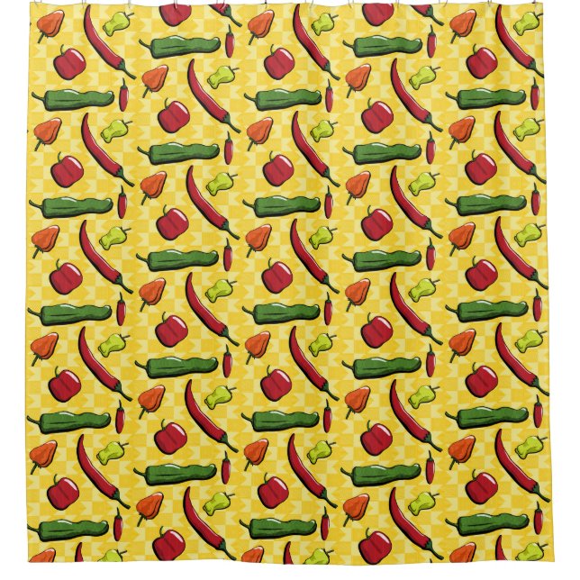 A World of Chilli Peppers Shower Curtain (Front)