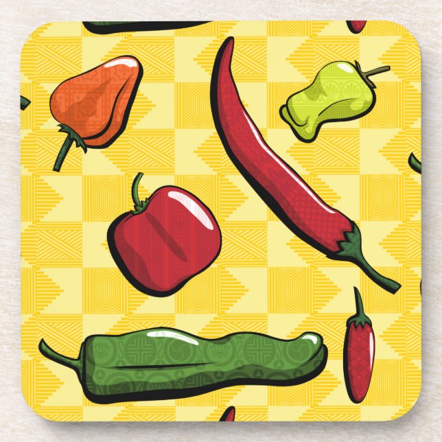 A World of Chilli Peppers Square Coaster (Front)