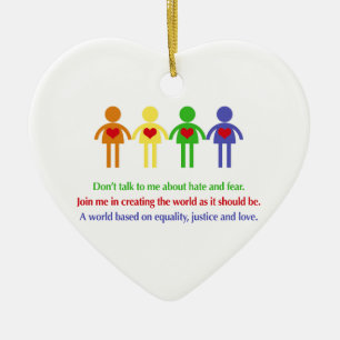 A World of Equality, Justice and Love Ceramic Tree Decoration