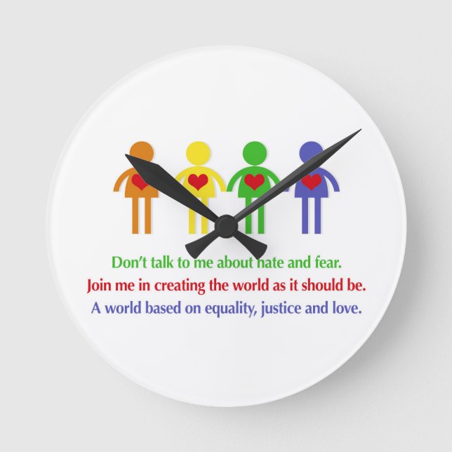 A World of Equality, Justice and Love Round Clock (Front)