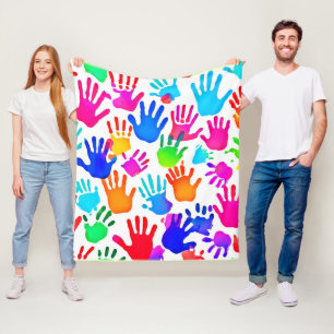 A World of Hands in Colour Fleece Blanket