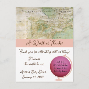 A World of Thanks! Map Shower EOS Lip Balm Favour Enclosure Card