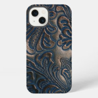 A Worn Vintage Embossed Dark Brown Leather Design