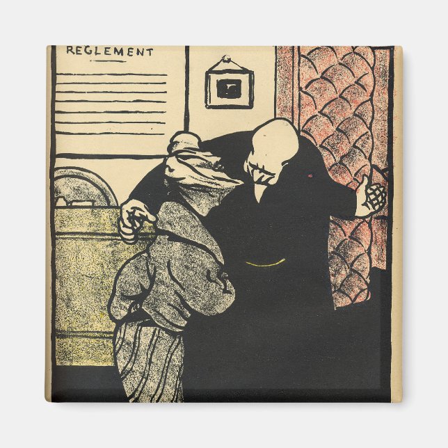 A worthy man ushers a young woman into his magnet (Front)