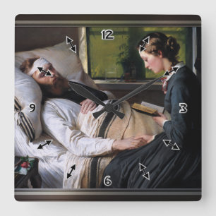 A Wounded Danish Soldier by Elisabeth Baumann Square Wall Clock