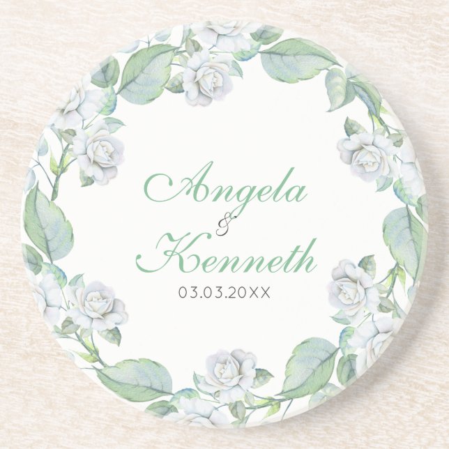 A Wreath Of White Roses Coaster (Front)