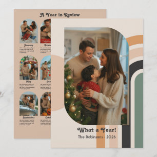 A Year in Review 12 Photo Collage Retro Holiday Card