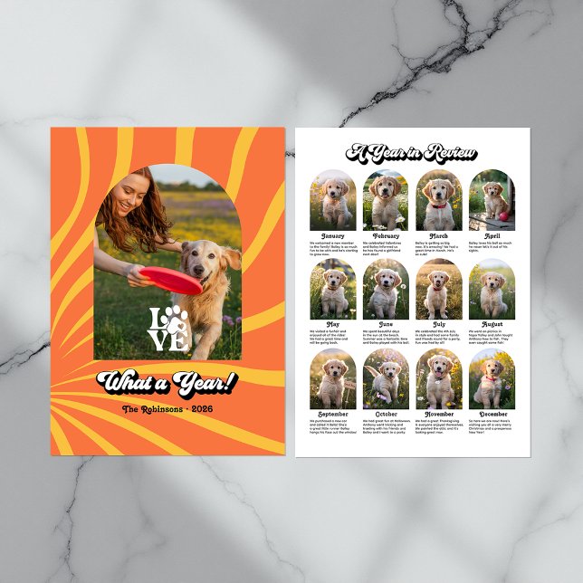 "A Year in Review" Retro Dog Lovers Photo Collage Holiday Card ("A Year in Review" Retro Dog Lovers Photo Collage Holiday Card)